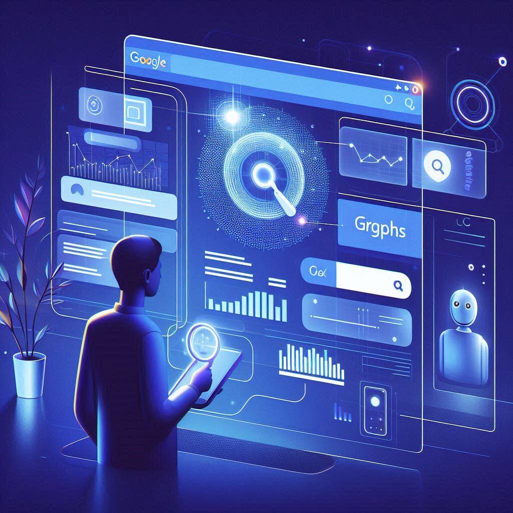 A user interacting with Google’s AI Mode on a futuristic search interface, showcasing AI in innovation.