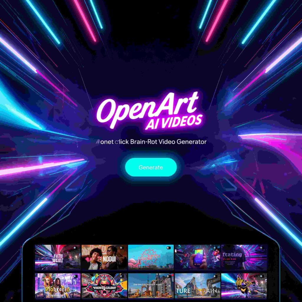 AI generating viral brain rot videos with OpenArt platform.