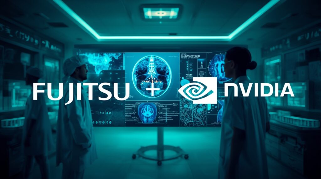 Doctors using Fujitsu and Nvidia AI agent platform in a hospital.