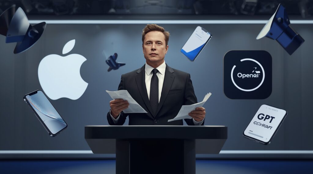 Elon Musk lawsuit against Apple over OpenAI ChatGPT iPhone deal.