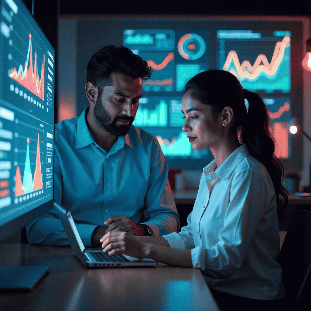 Team using machine learning applications to boost productivity.