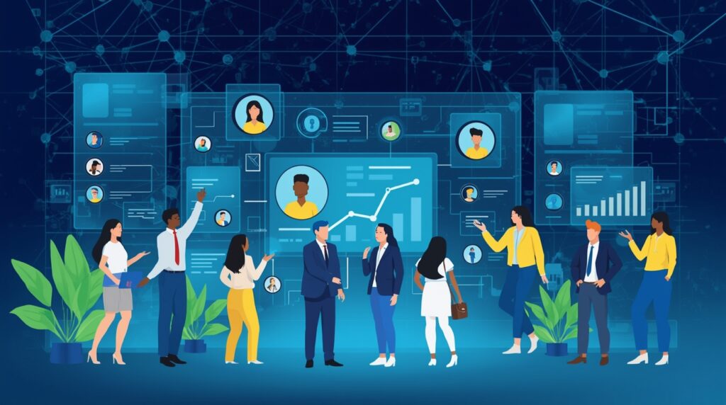Graphical illustration showing AI-driven automation and remote work trends causing a major tech job market shift.