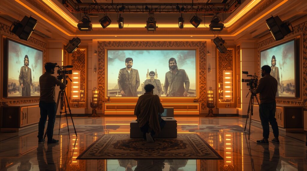 AI in Bollywood transforming Indian cinema with futuristic film production.