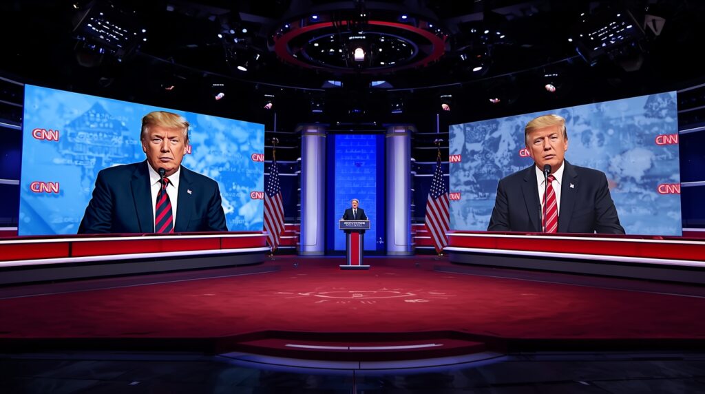 Donald Trump discussing the risks of AI in Politics and fake news at a rally.