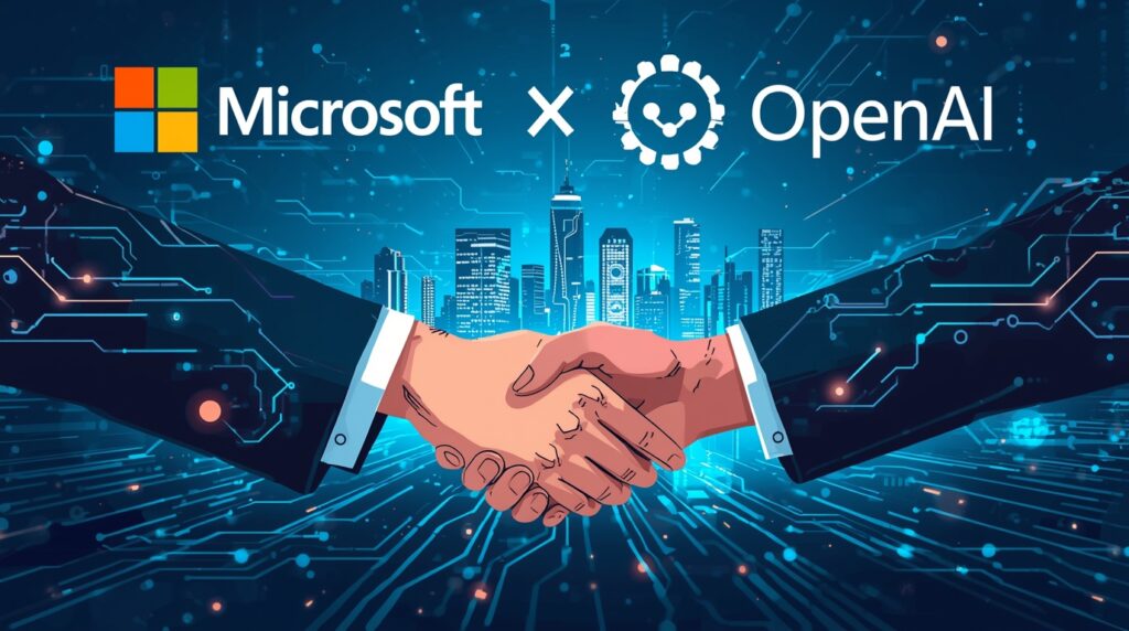 Microsoft and OpenAI partnership symbolizing for-profit AI expansion