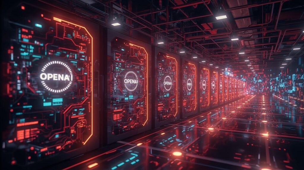 Visualization of OpenAI running high-compute AI experiments for new features.