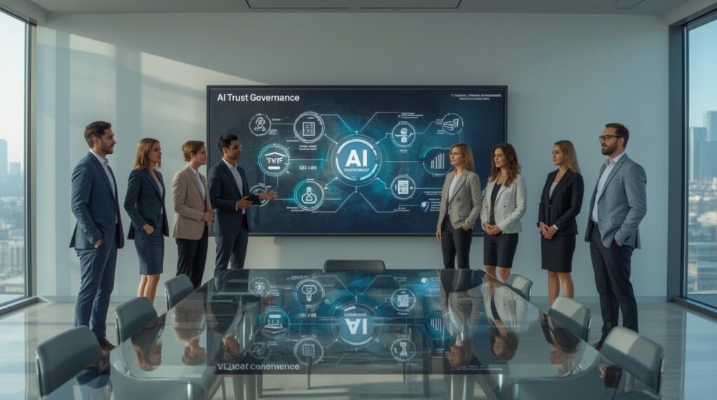 CGI executives present a roadmap on AI Trust Governance, emphasizing ethical adoption and enterprise transformation.