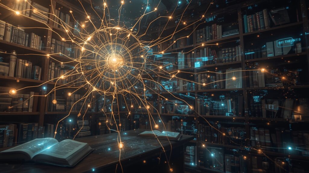 AI neural system reviving forgotten scientific knowledge from ancient archives.