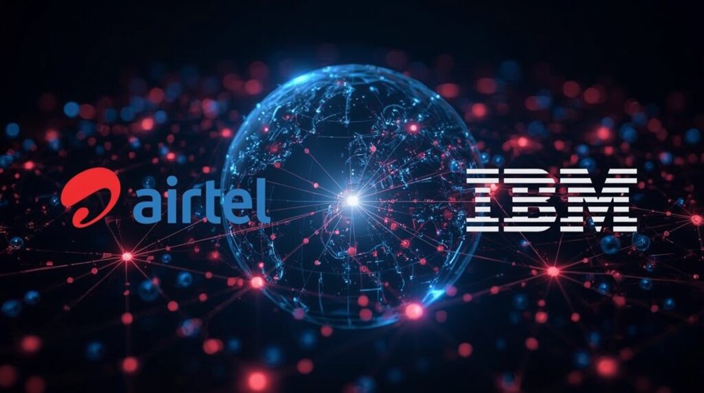 Visual representation of AI Cloud Synergy between Airtel and IBM for enterprise-scale hybrid intelligence.