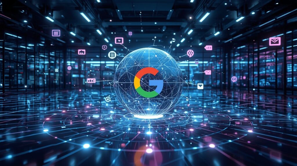 Visual representation of Google’s Gemini 3.0 Pro AI Ecosystem — highlighting multimodal intelligence and global AI connectivity.