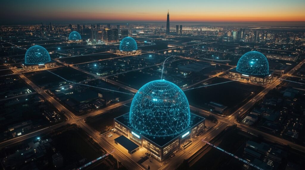 Global network of Google AI data hubs representing the $24 billion AI Infrastructure Revolution.