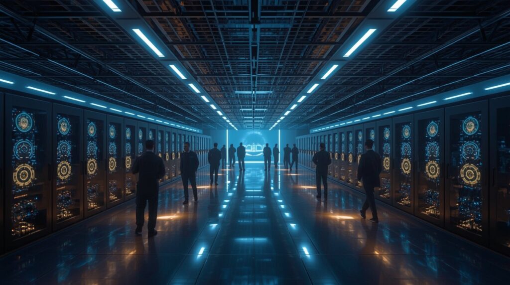 India’s Sovereign AI Computing data center with advanced supercomputers and engineers.