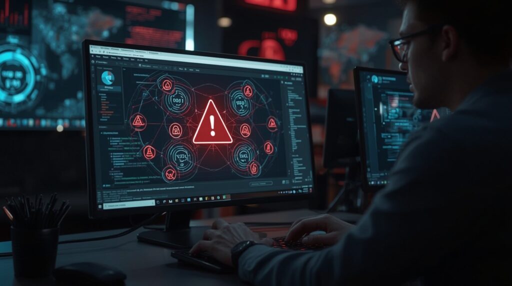 Cybersecurity experts analyzing the ChatGPT Atlas vulnerability in AI browser systems.