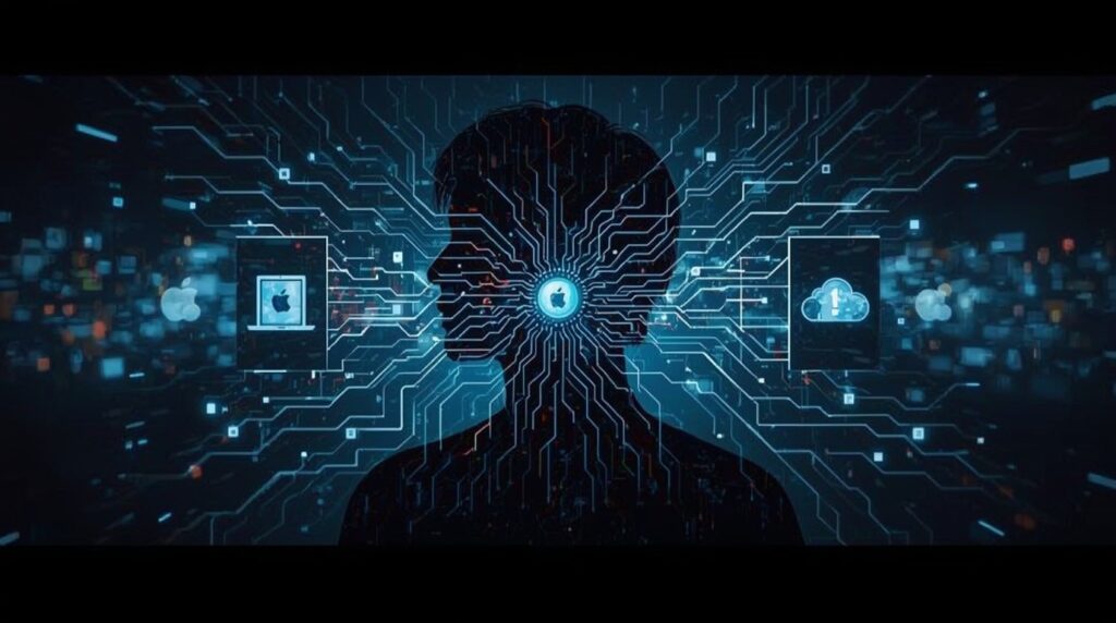 Illustration of human neural network blending into AI circuitry, symbolizing neural data ethics and AI integration controversies.