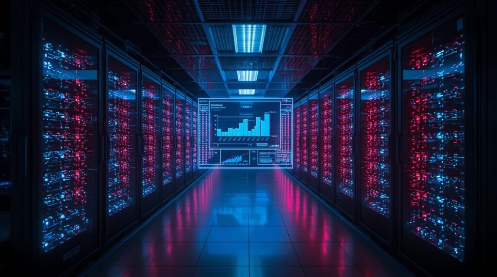 Futuristic Oracle AI data center illustrating the cost of AI Infrastructure Economics.