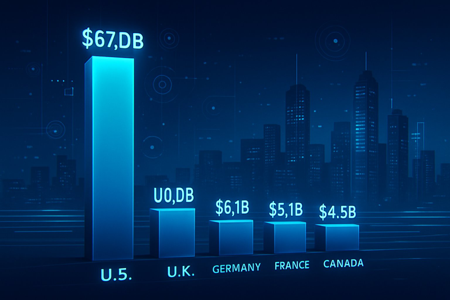 Bar graph illustrating U.S. global funding dominance over other countries in AI investment 2024.