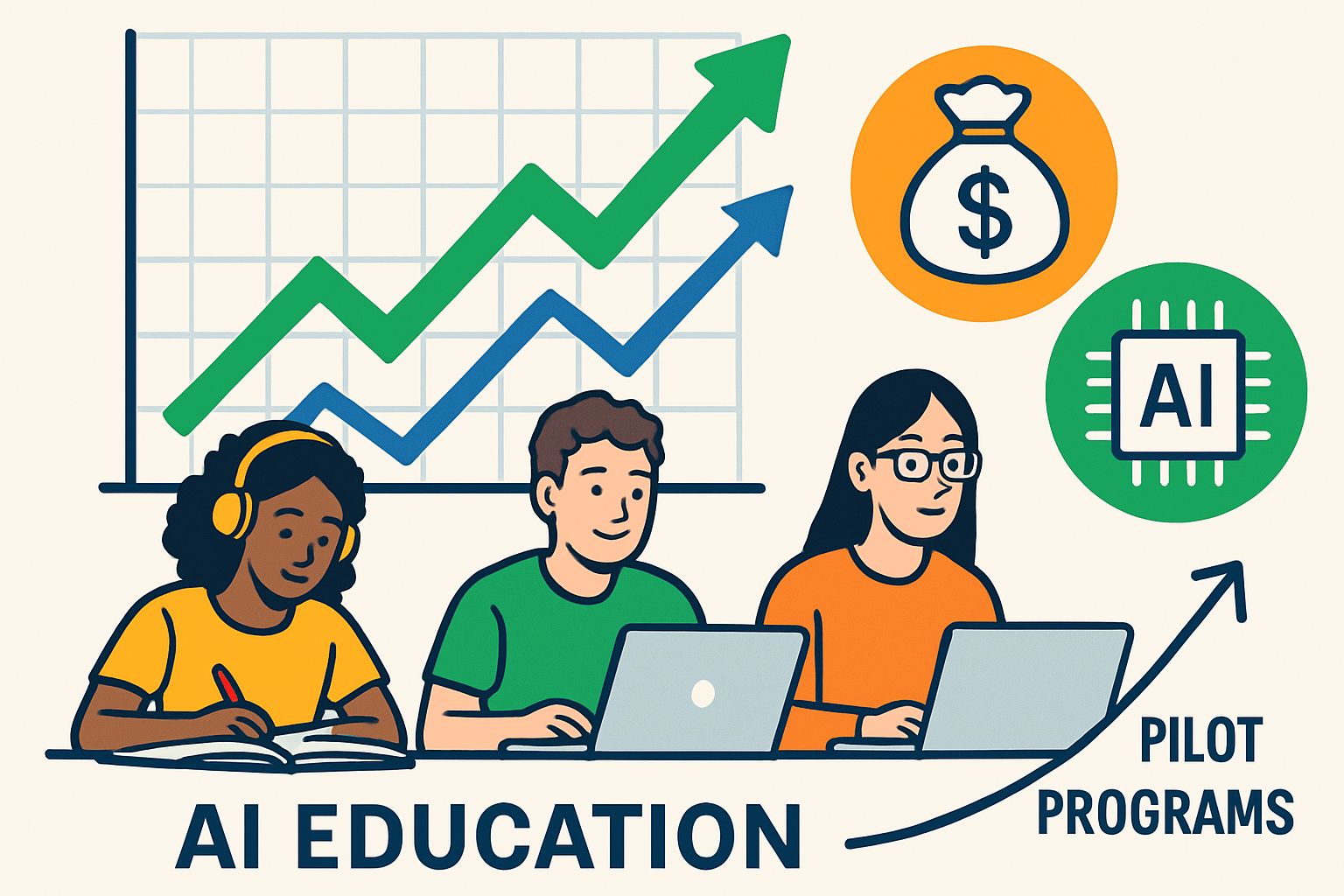 Infographic visualizing funding and adoption data for education sector push