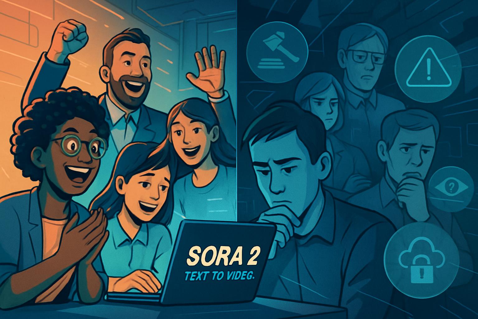 Sora 2 text-to-video adoption and challenges visual representation.