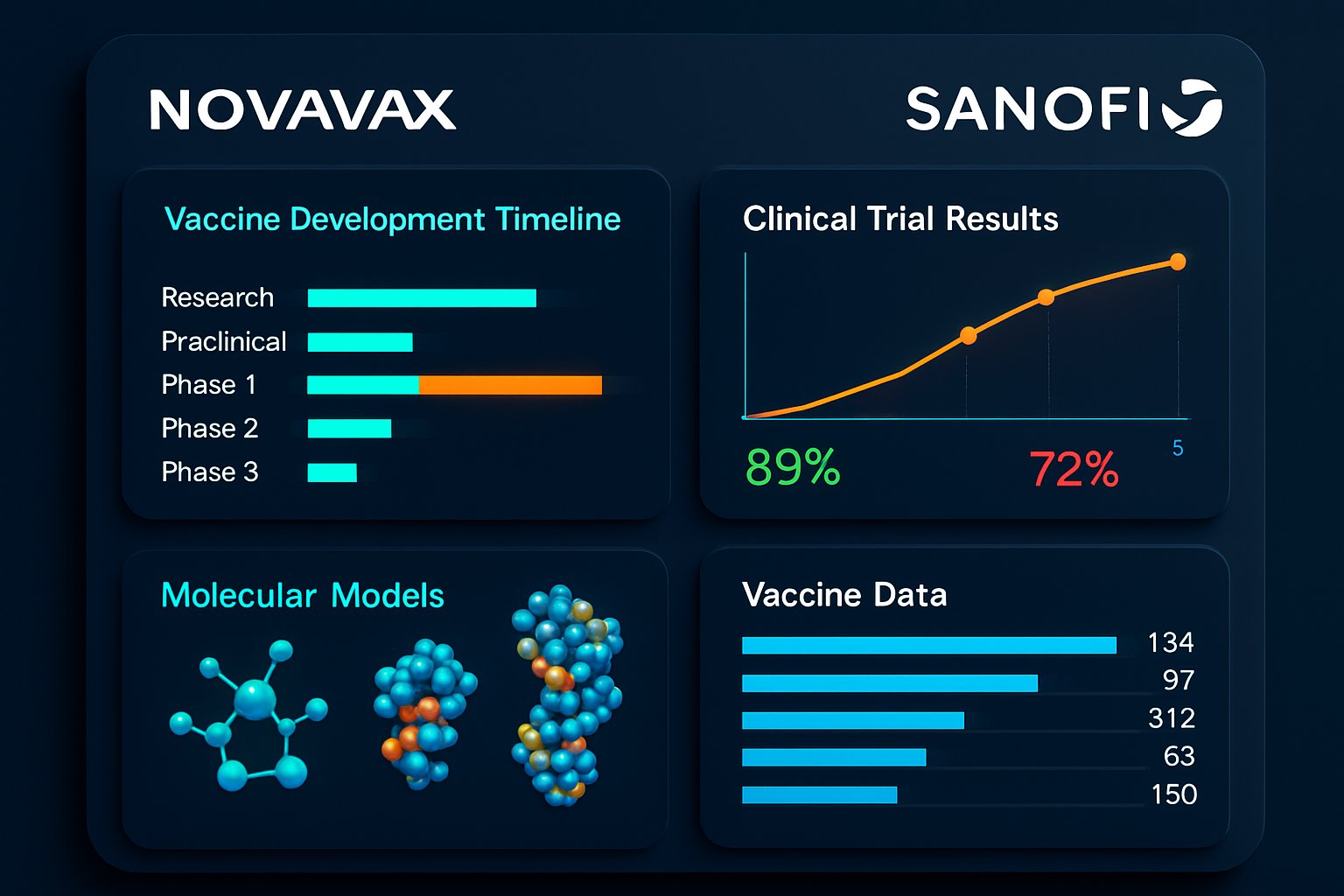AI technology streamlines vaccine development in the Novavax and Sanofi pharmaceutical partnership.
