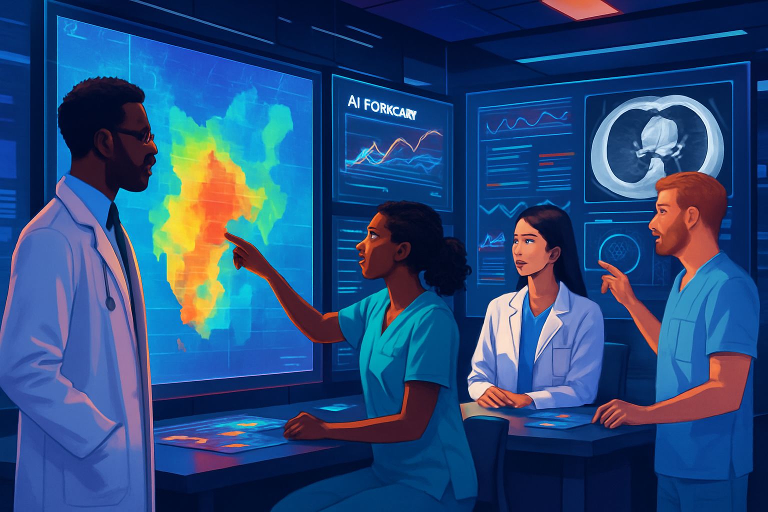 Healthcare experts using AI and multimodal data for Public Health decisions.