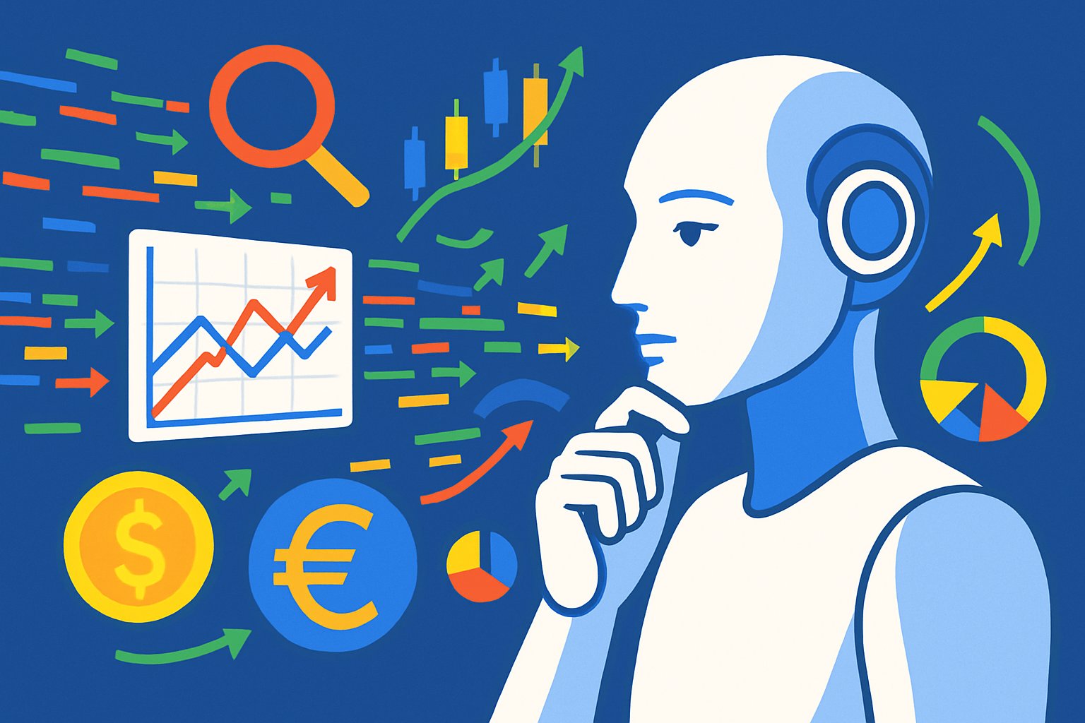 AI Financial Insights visualized by AI analyzing predictive stock market data.