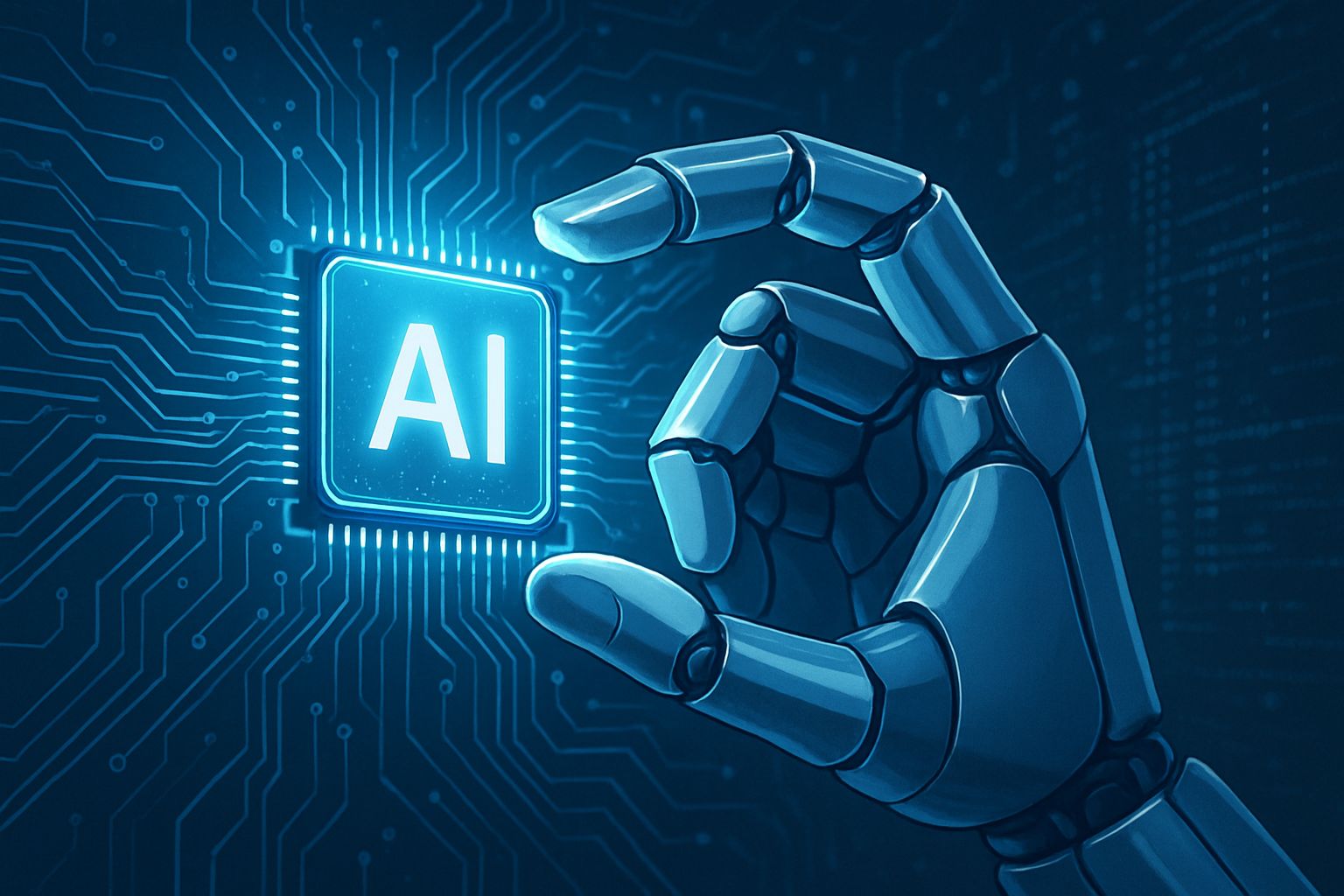 Humanoid Robots powered by advanced AI chips, close-up on technology details.