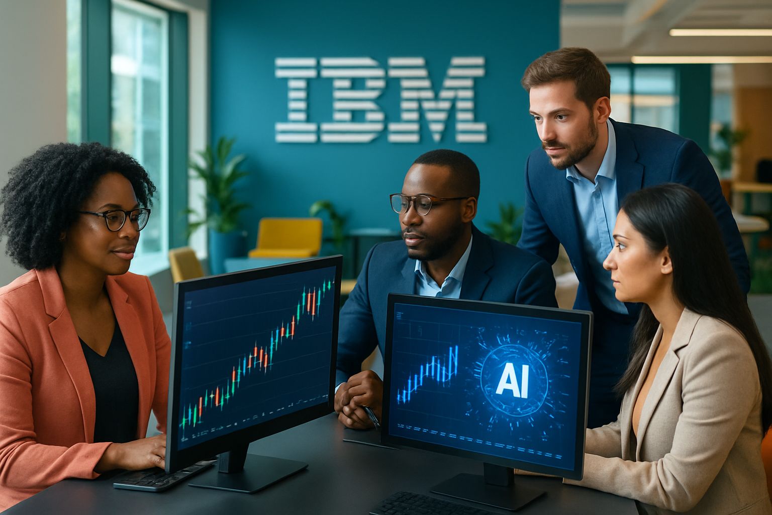 Professionals analyzing value stock resurgence using AI and IBM data trends.