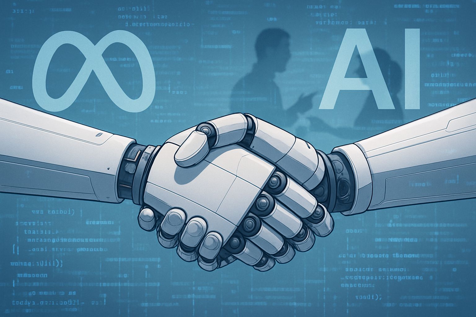 AI-created robot hands symbolize strategic AI partnership and technological collaboration.