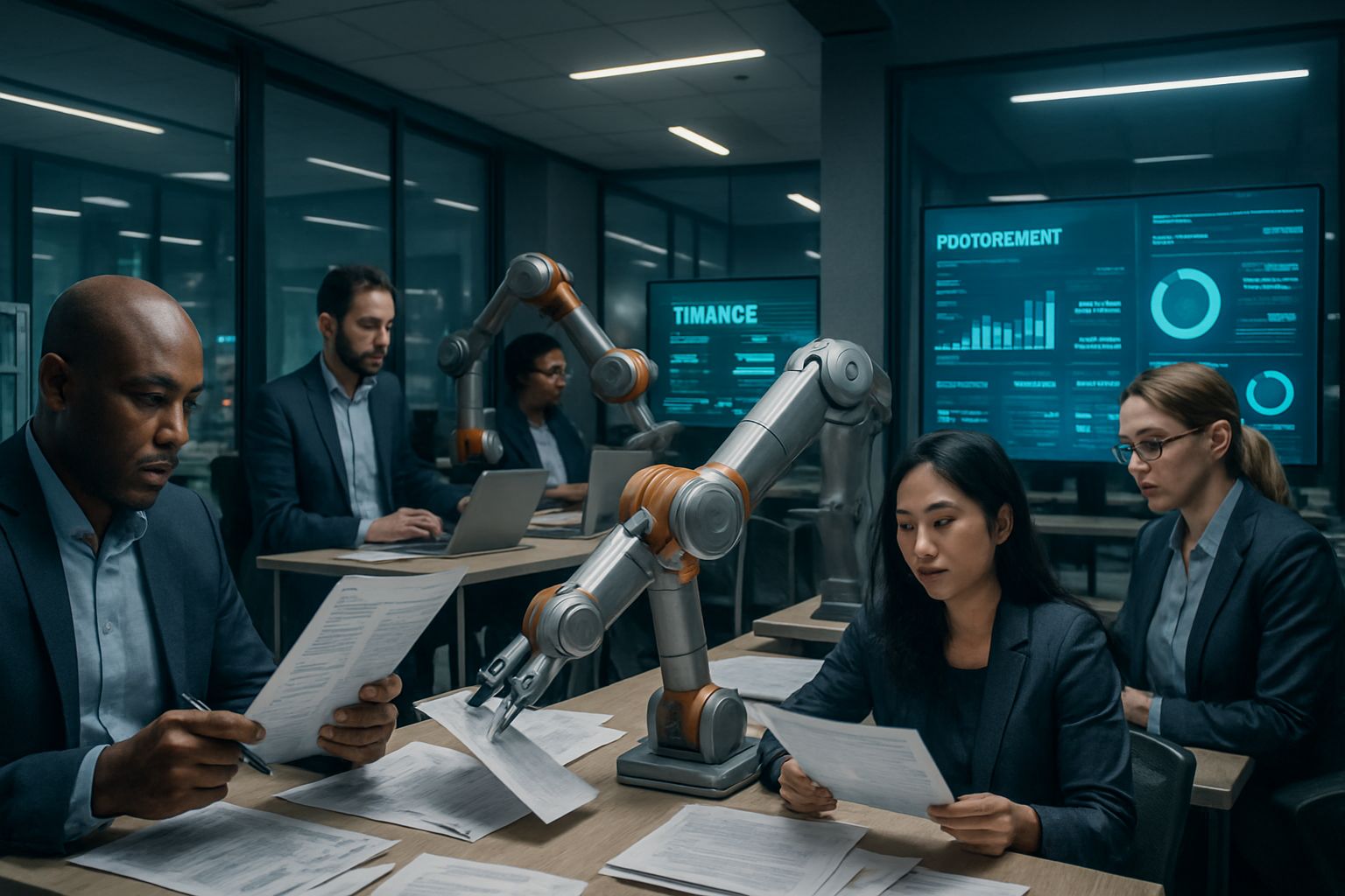 Enterprise AI automation streamlining finance and procurement through advanced robotics