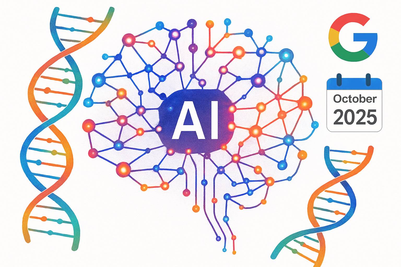 AI neural network and DNA strands representing October 2025 announcement.
