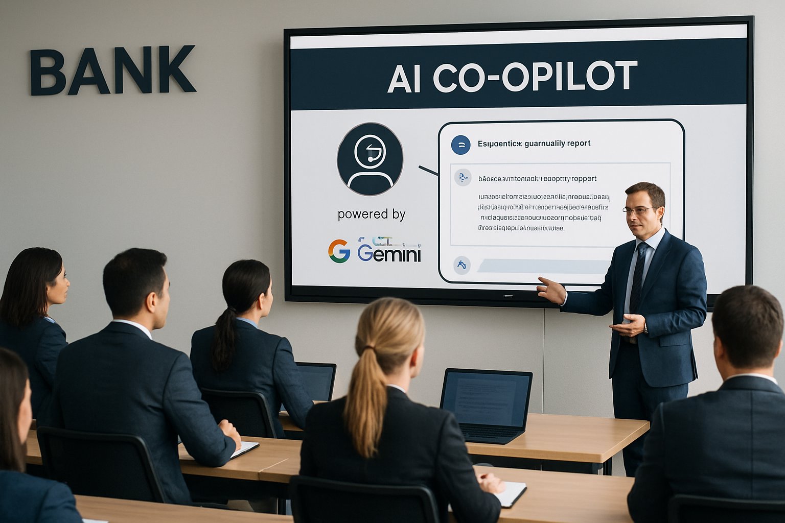 Bank staff training with Gemini AI for AI Workforce Augmentation.