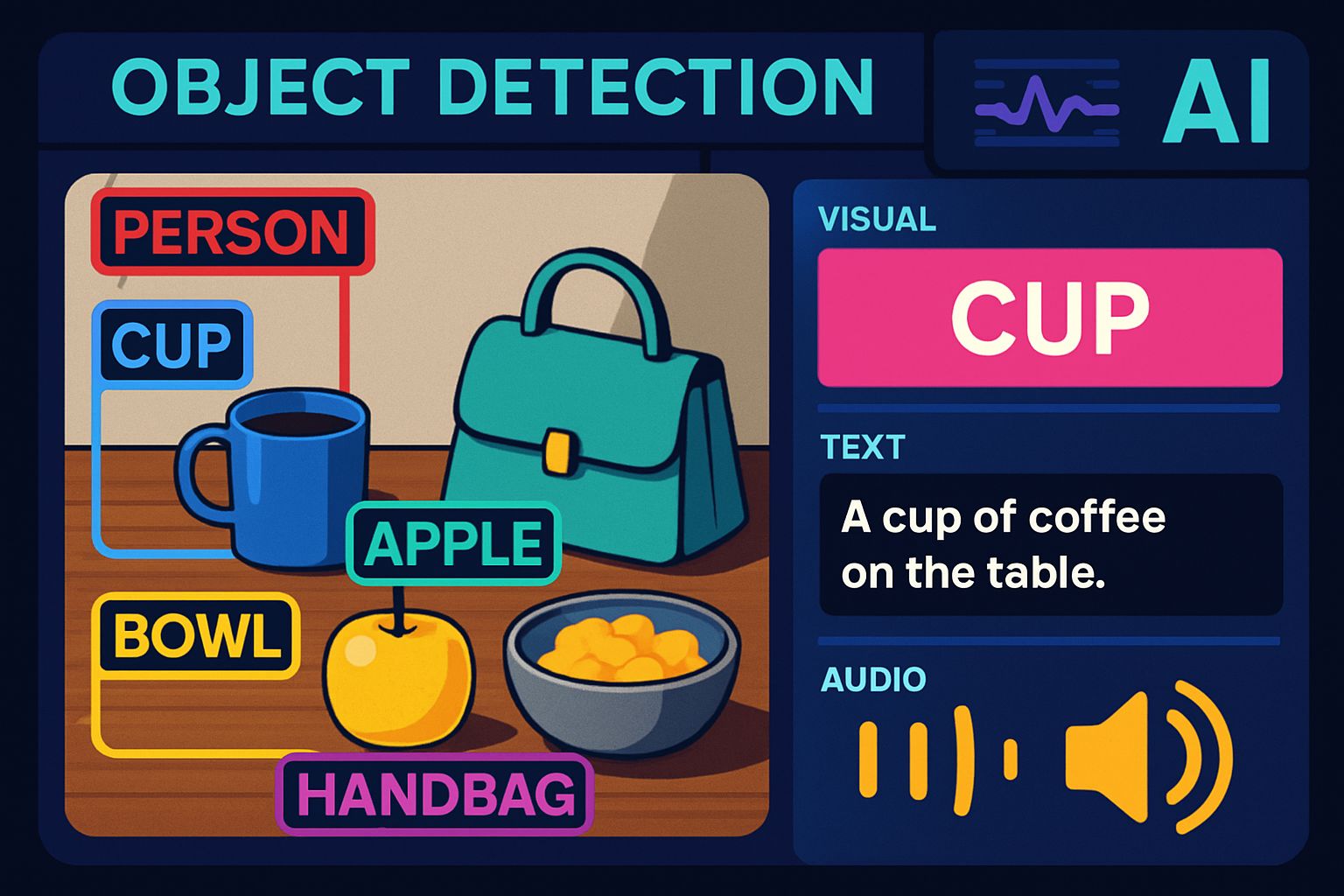 AI dashboard performing real-time object recognition for multimodal interaction enhancement.