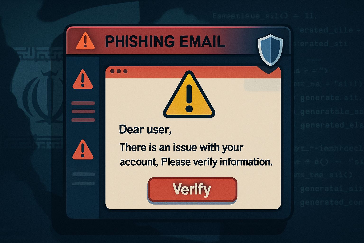 Phishing email screenshot illustrating Iranian nation-state AI abuse techniques.