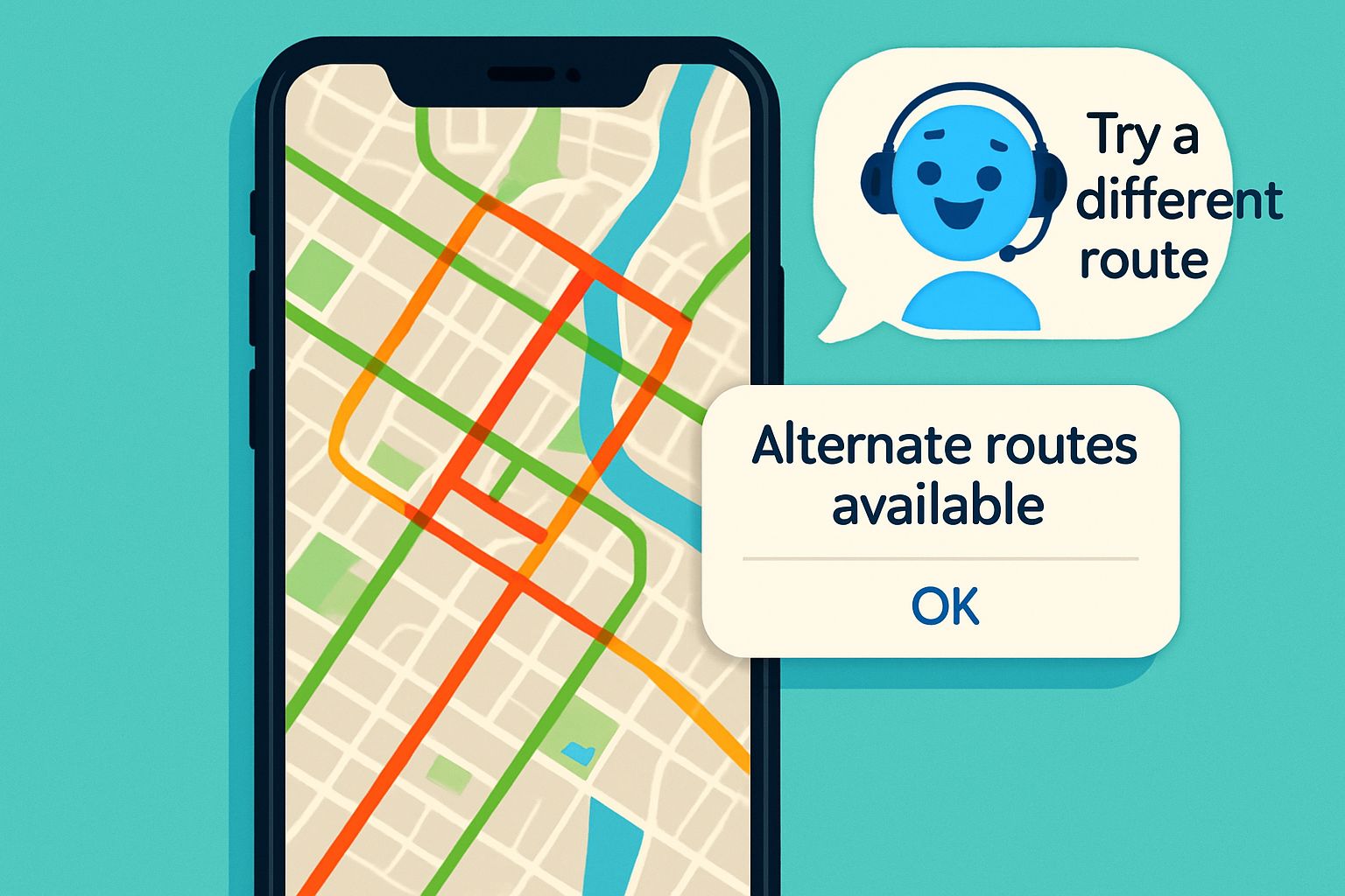 Gemini AI navigation AI assistant offering traffic route suggestions on Google Maps.