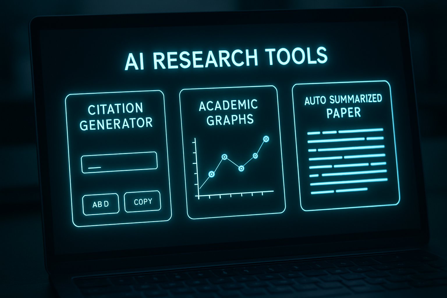 Computer screen with AI research assistant generating citations and summaries.