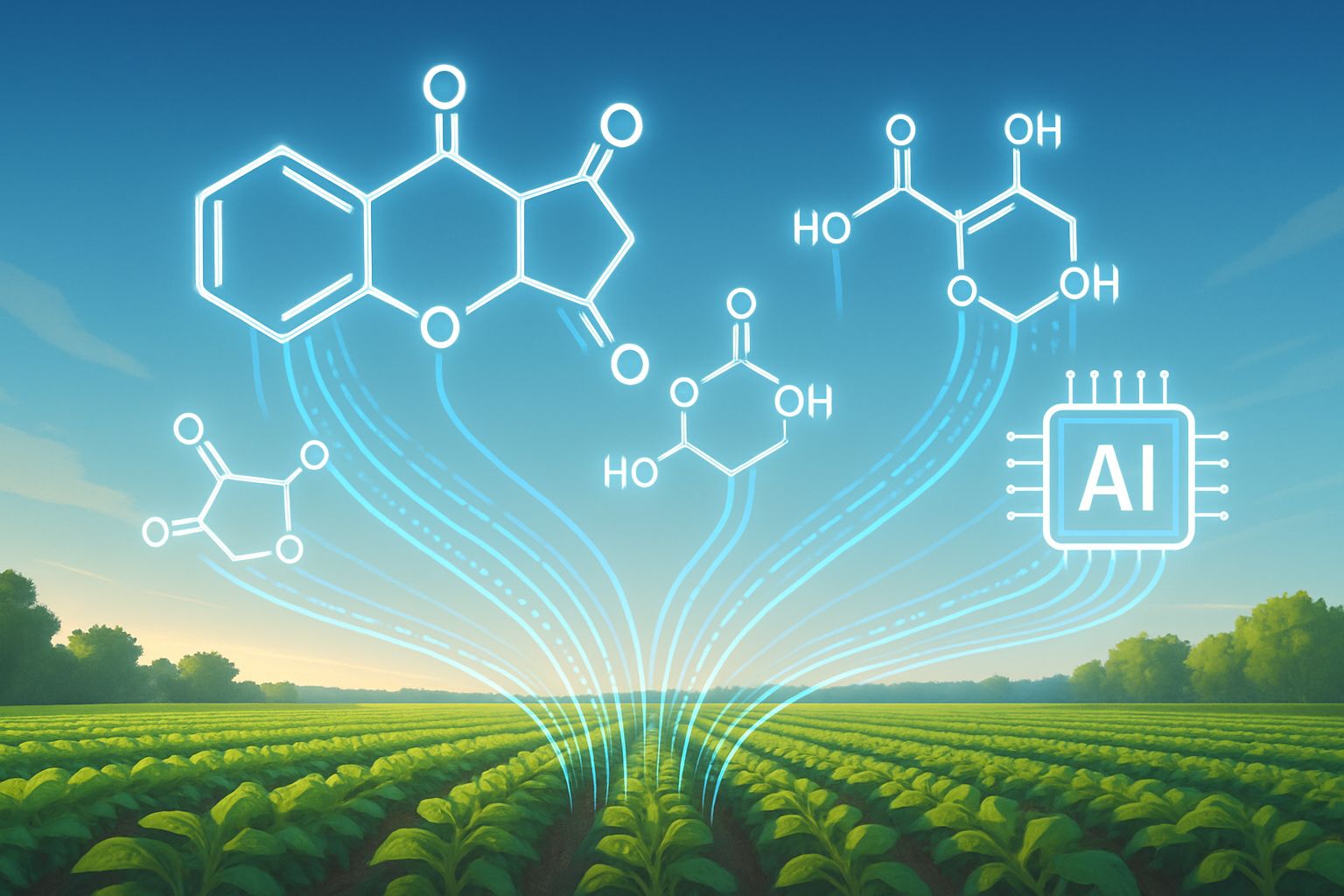 AI Molecular Discovery Engines optimizing pesticide molecules for smart agriculture fields.