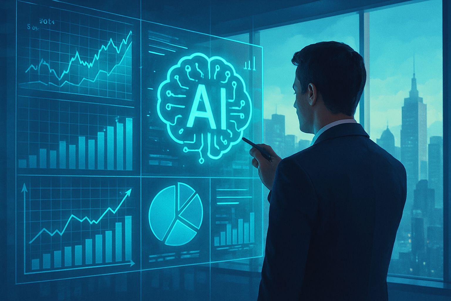 Professional reviewing AI Investment Recovery data on digital interfaces.