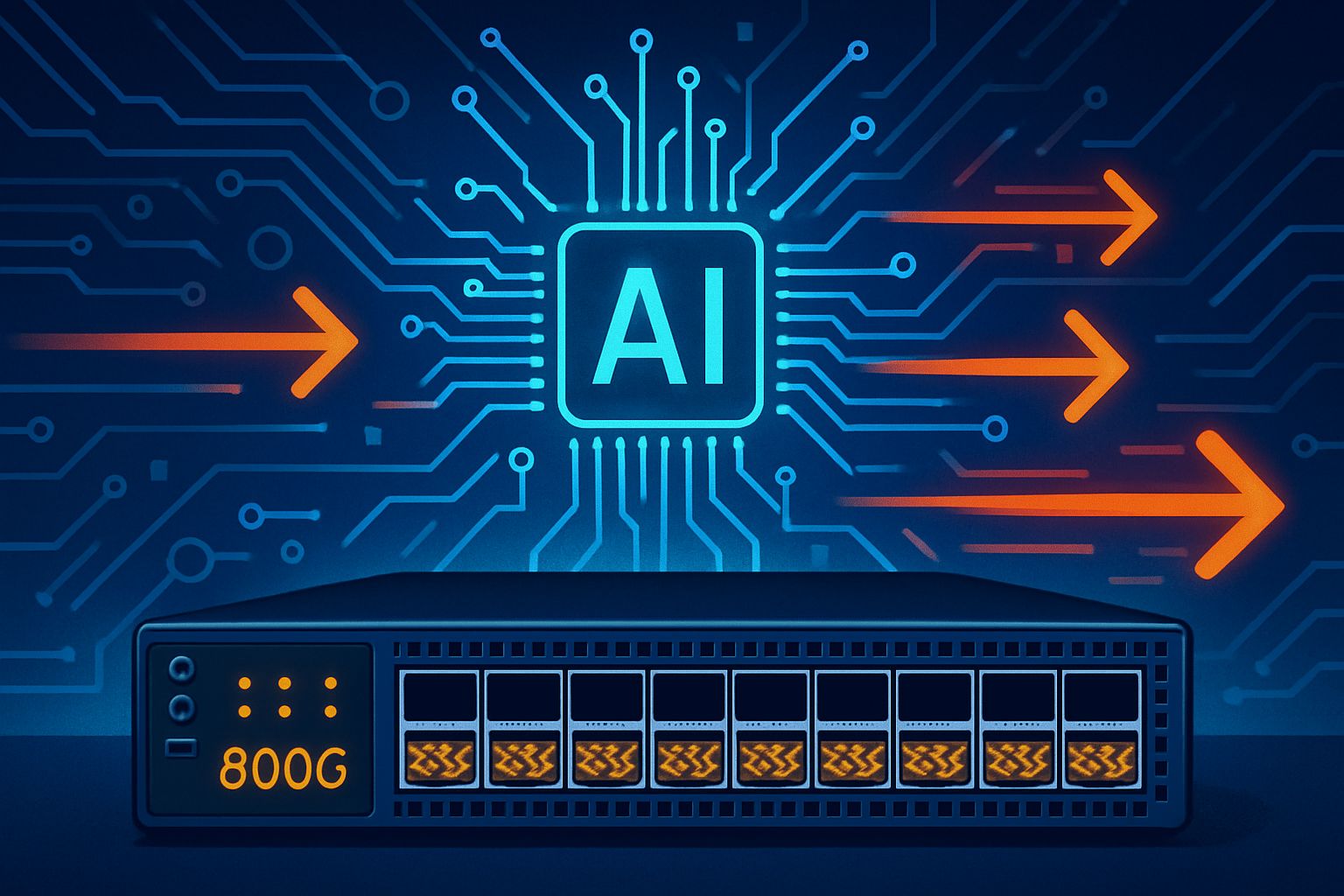 800G switch technology accelerating AI datacenter networking performance.