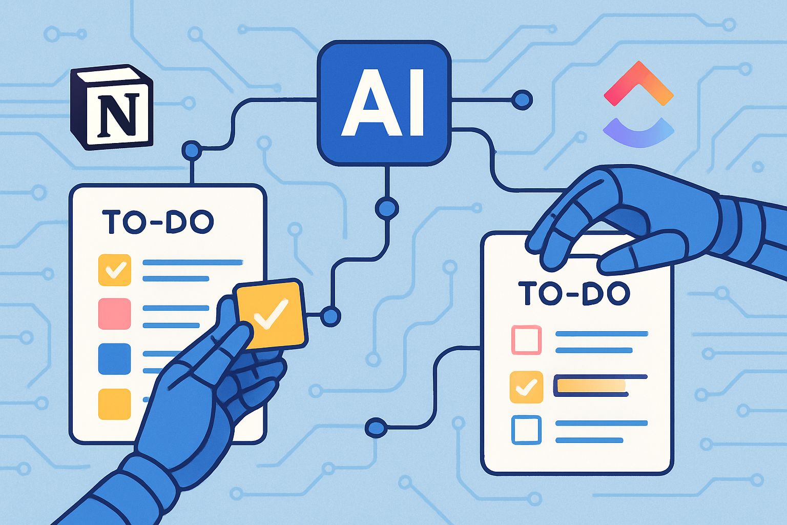 Robotic hands automate tasks for AI workflow automation in modern dashboards.