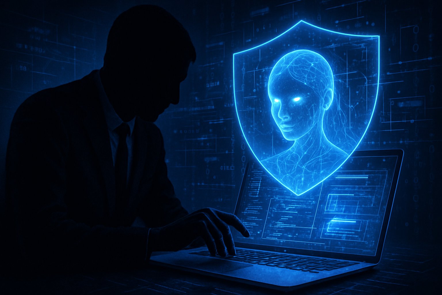 Corporate Security combating deepfake espionage with AI detection.