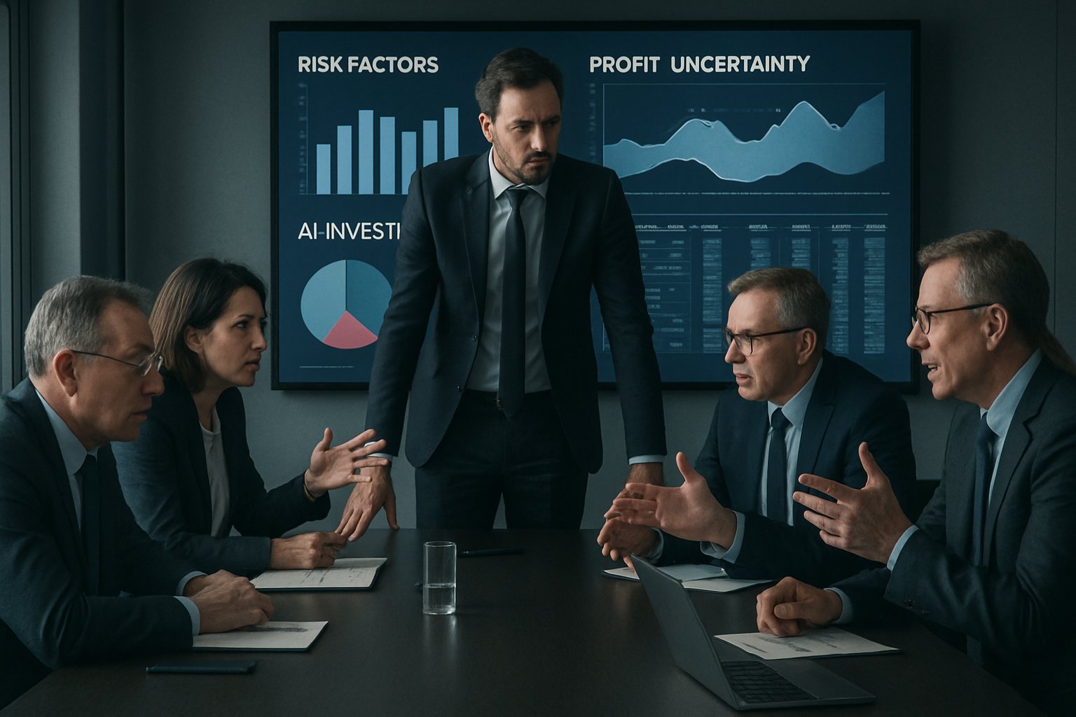 Business leaders debate strategies in the face of ROI uncertainty crisis.