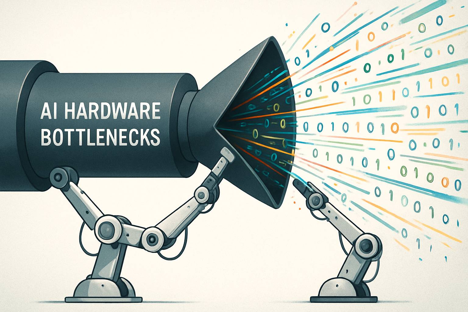 Robotic arms expanding AI hardware bottlenecks for smoother data flow.