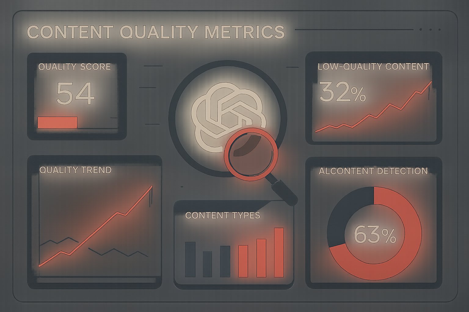 Data dashboard highlights ChatGPT reviewing AI slop data and content risks.