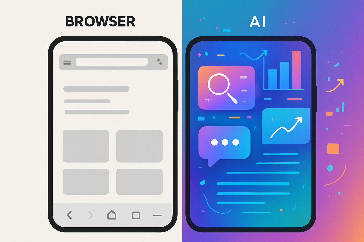 Comparison of standard and AI Interface Evolution in Chrome mobile experience