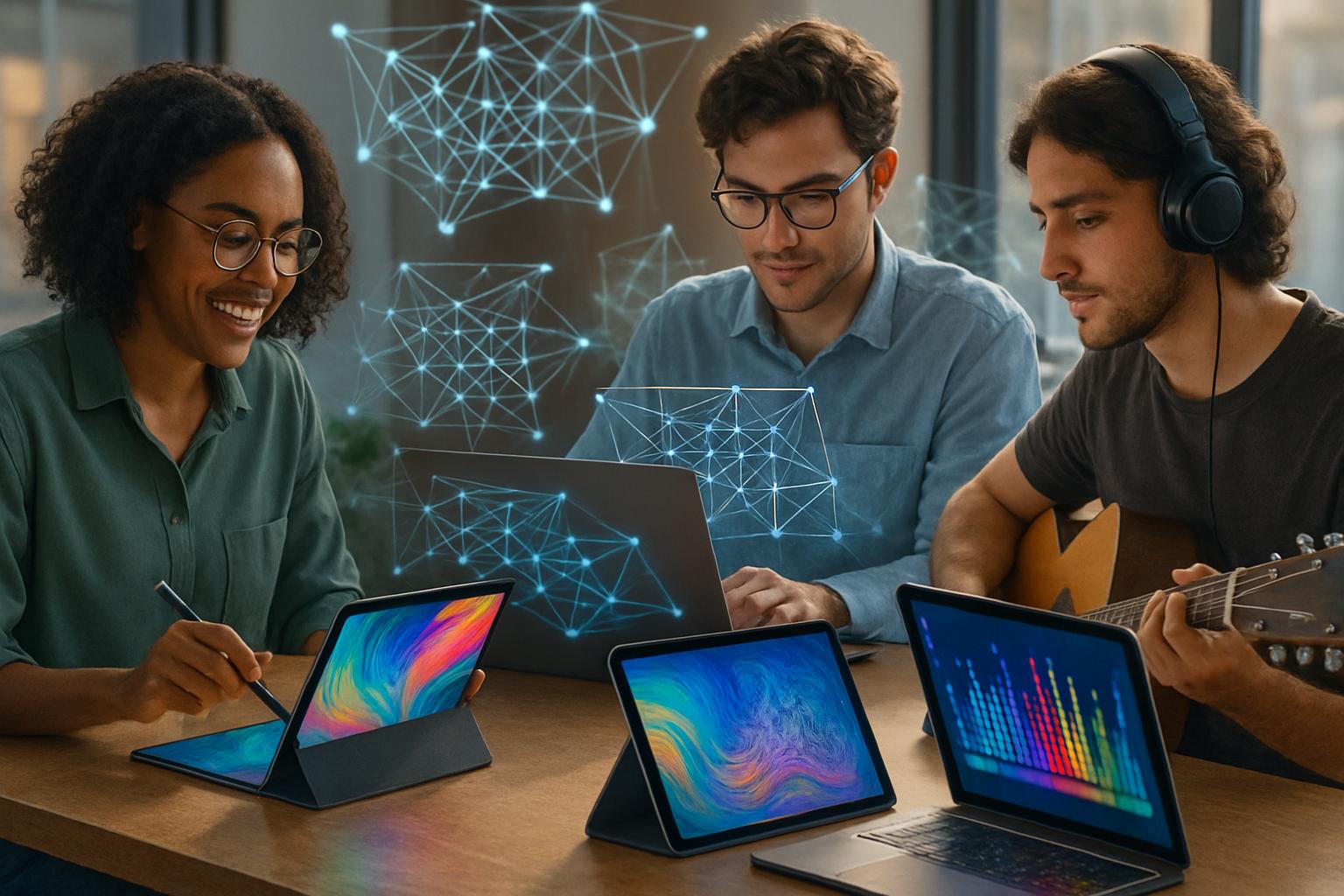 Professionals collaborating with on-device AI powering real-time generative workflows.