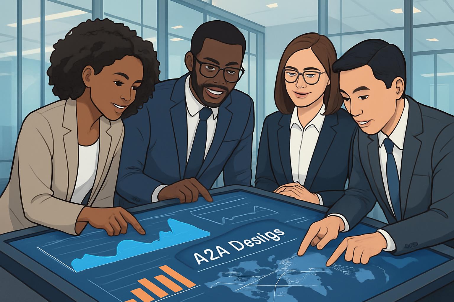 Team collaborating on A2A Design for modern Network Standards.