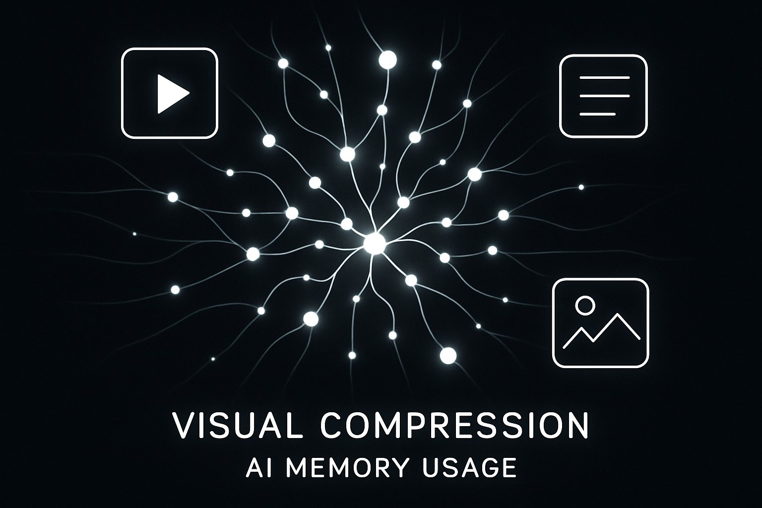 Neural network with compact data icons showing AI memory optimization