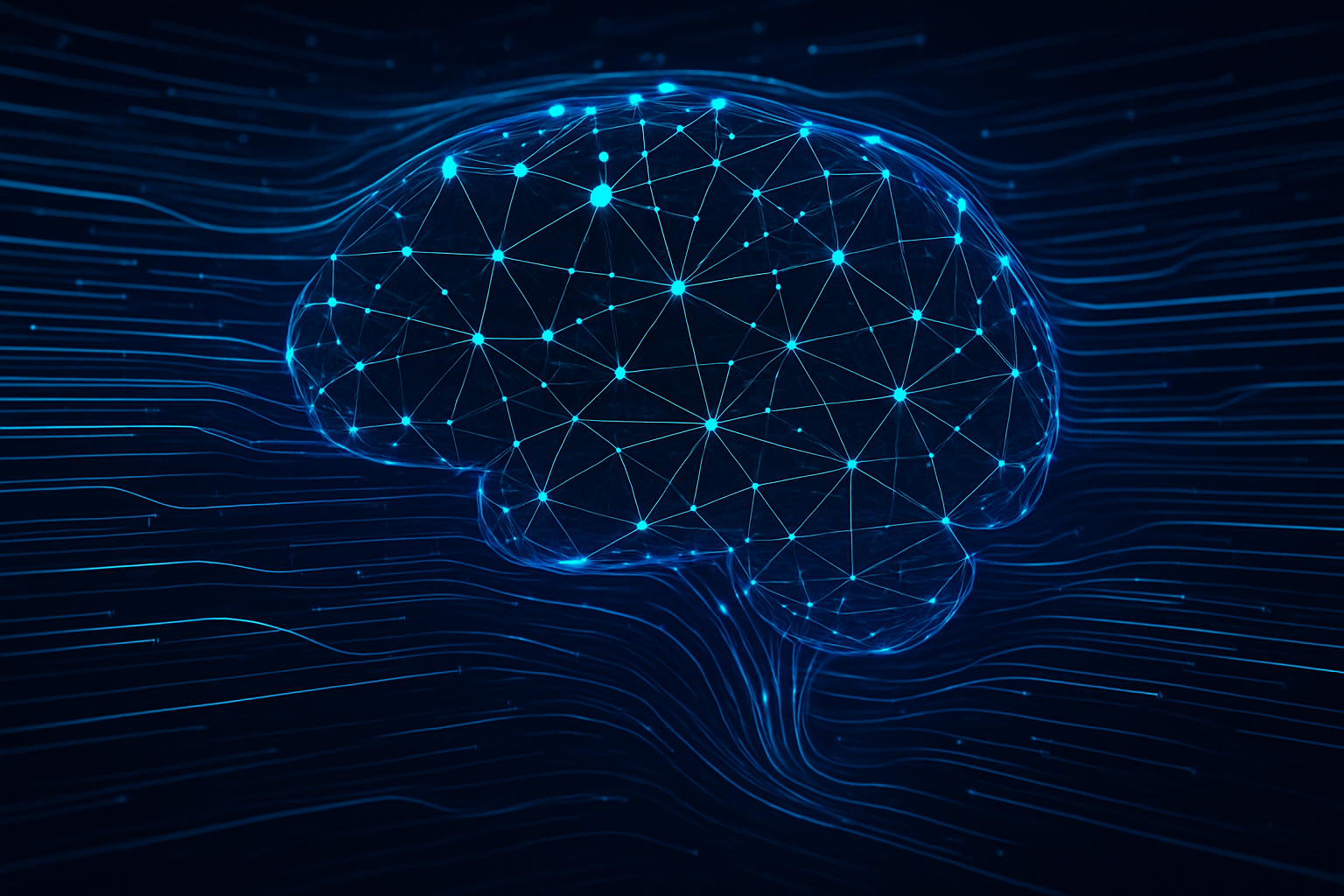 Abstract data and brain visualization illustrating context engineering in AI models.