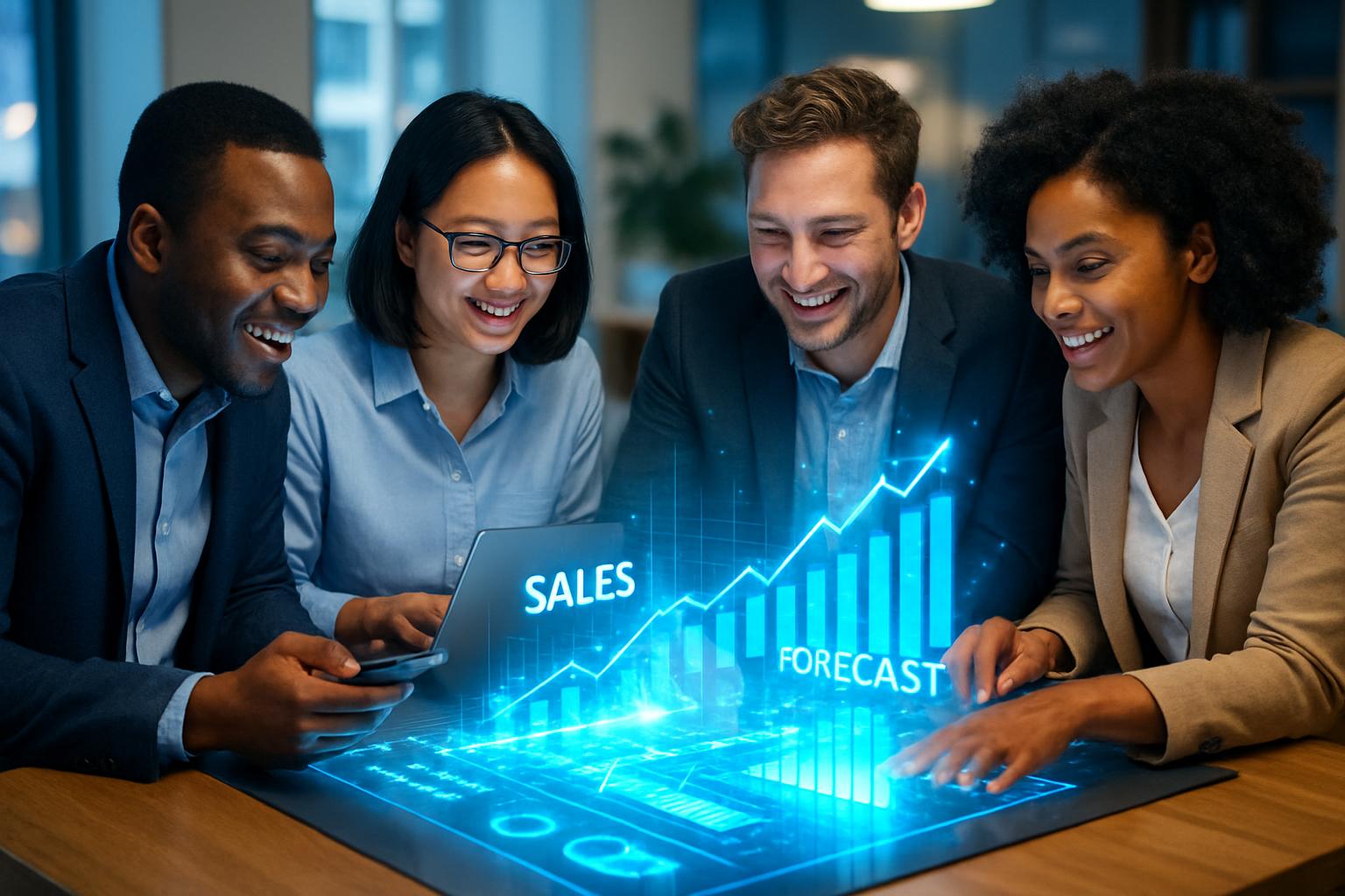 CRM team uses collaborative tools for Sales Forecasting powered by data visualization.