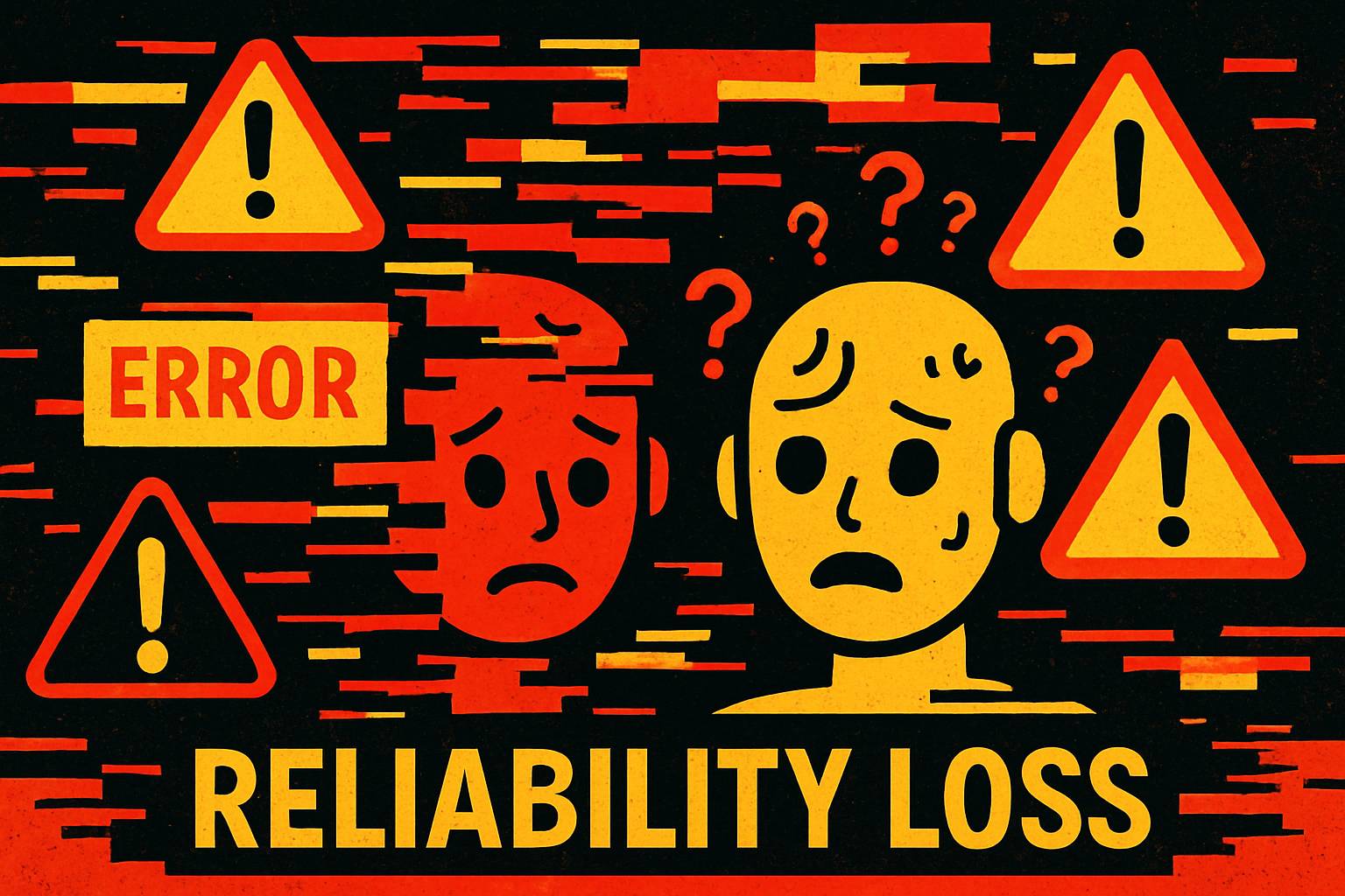 Infographic showing hallucination crisis with broken data and confused AI.